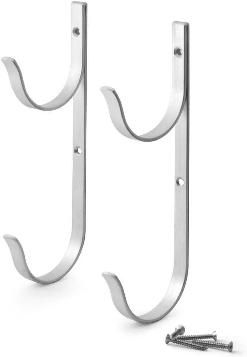 Crochet double pour poteau de piscine en aluminium argenté, 21,6 cm, vis fournies, lot de 2