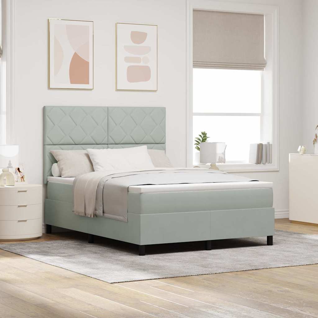 Vidaxl Letto A Molle Con Materasso Grigio Chiaro 140 X 190 Cm Velluto