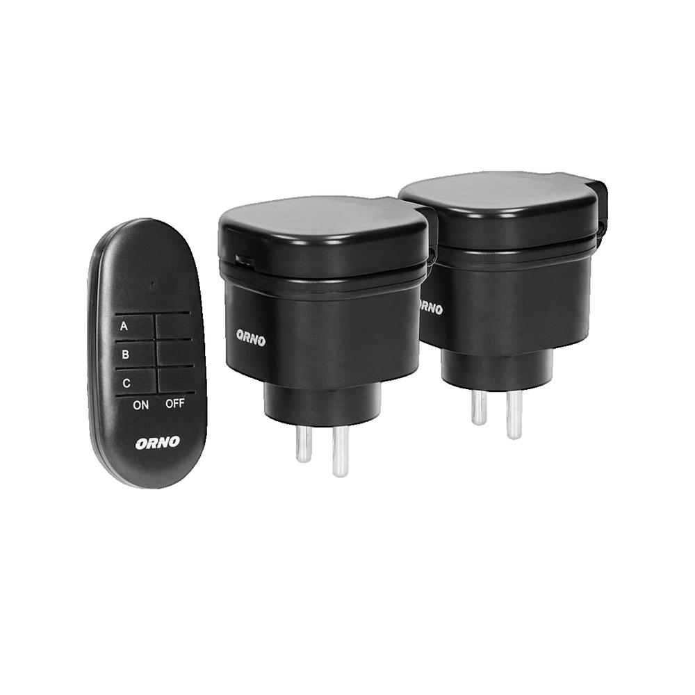 Oem Orno, Funksteckdosen Set Or-Gb-441 - Schwarz - Ip44 - Fernbedienung - Mini Größe