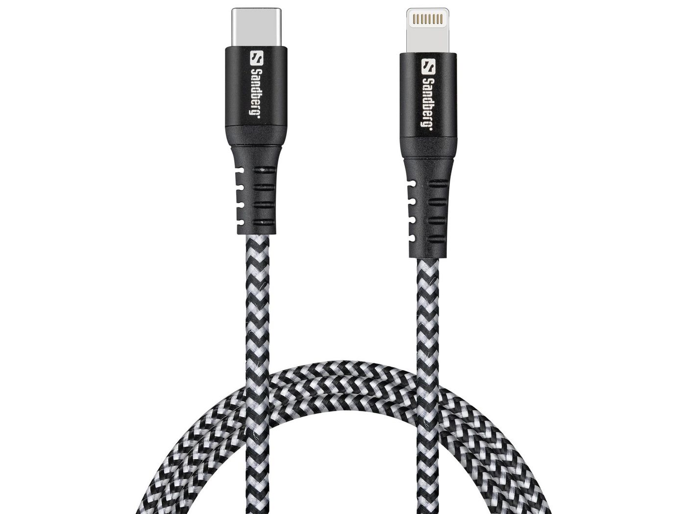 Sandberg Survivor USB-C PD>Lightning 1M, Lightning, USB C, Stecker, Stecker, Schwarz, Weiß, Gerade - Bild 4