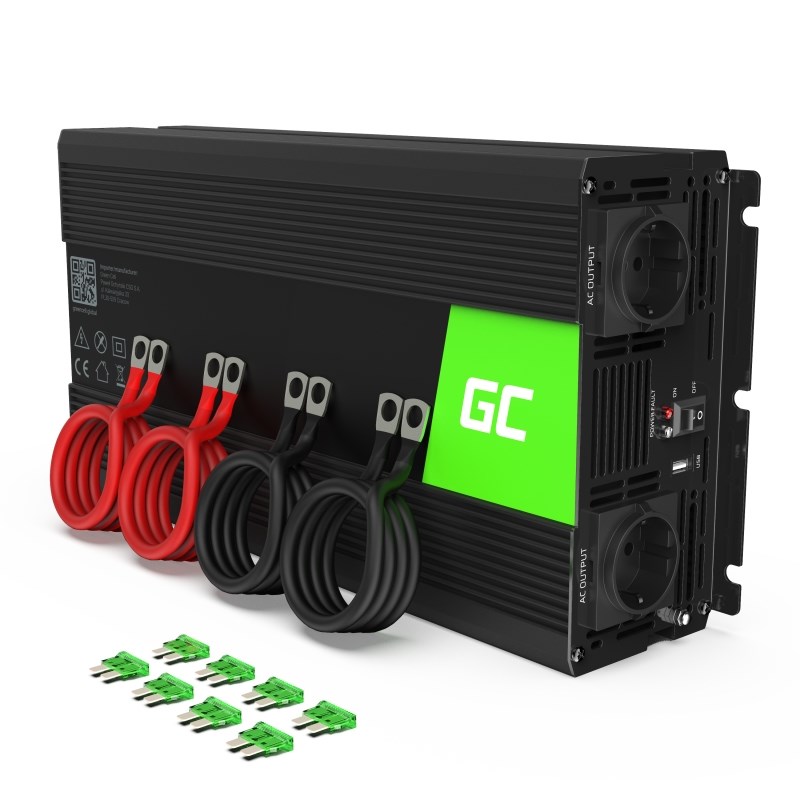 Schwarz Green Cell Inv15 Konverter 12V-230V 3000W/6000W - Bild 6