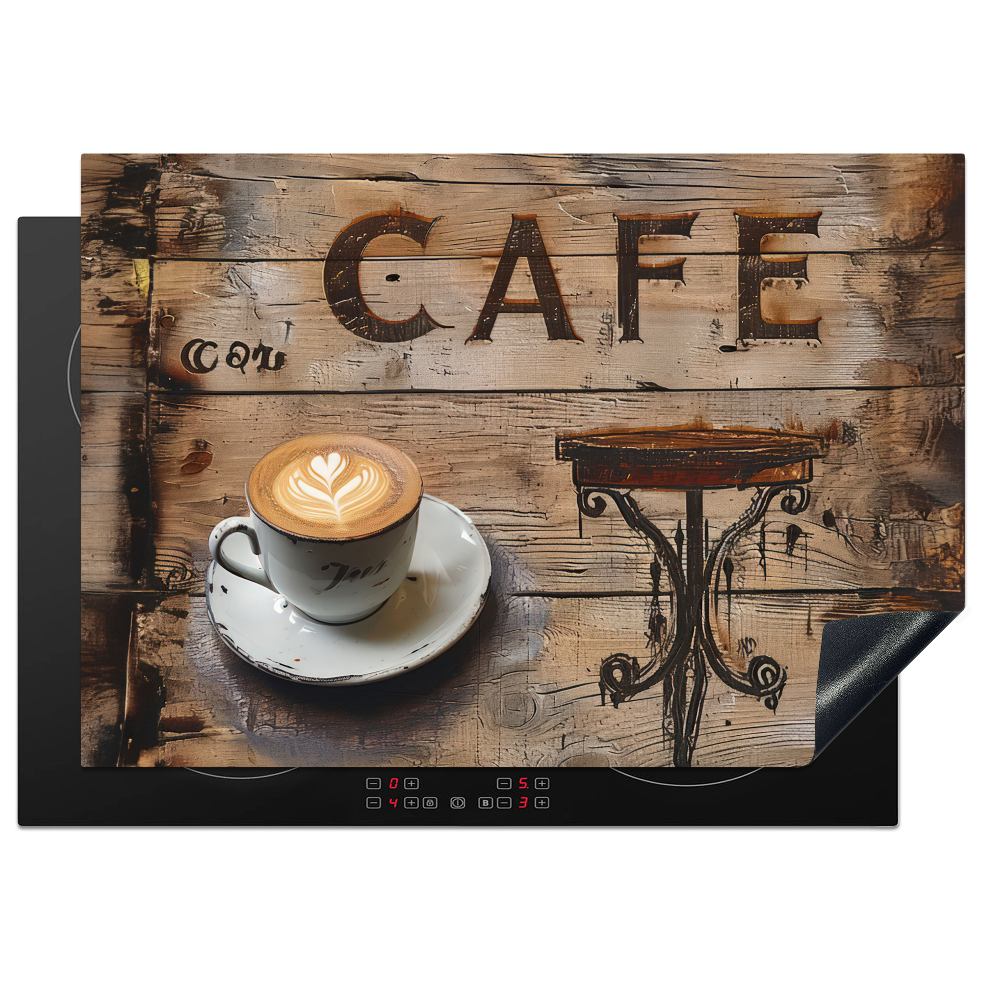 Protezione Per Piano Cottura A Induzione Caffè - Legno - Caffè - Scaffali 75x52