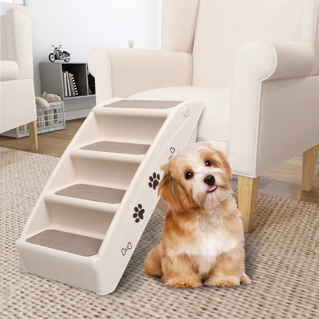 Vidaxl Beige Hundetreppe Klappbar Creme 62X40x49,5 Cm