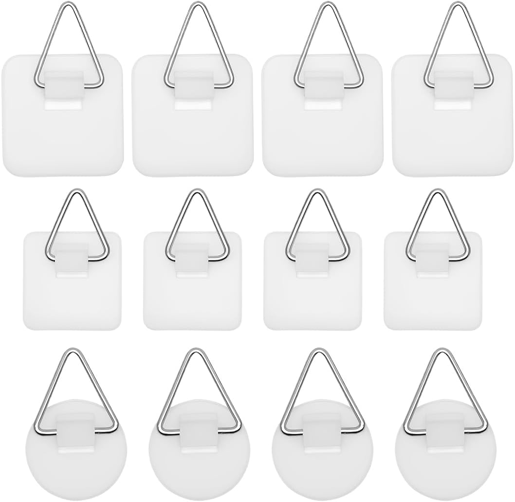 Crochets adhésifs muraux invisibles en laiton, lot de 24, 8 ronds et 16 carrés