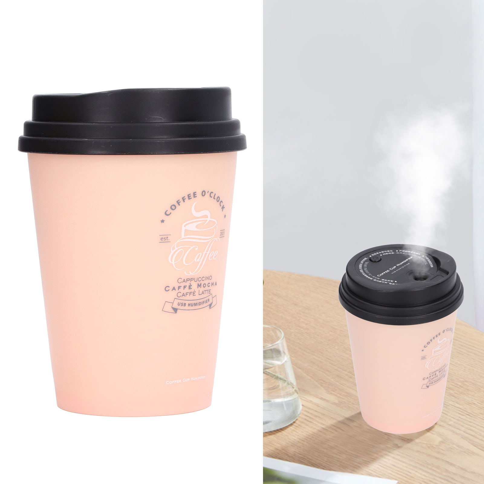 Umidificatore Usb Mini Da 300 Ml, Silenzioso, Automatico, Leggero, Portatile Per Casa, Ufficio, Auto, Caffè, Rosa [umidificatore Usb] + [300 Ml] + [mini Silenzioso, Automatico, Leggero, Portatile Per