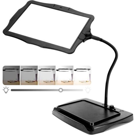 Loupe de bureau sur pied 10x avec lumière LED, col de cygne, luminosité réglable, 24 x 17 cm