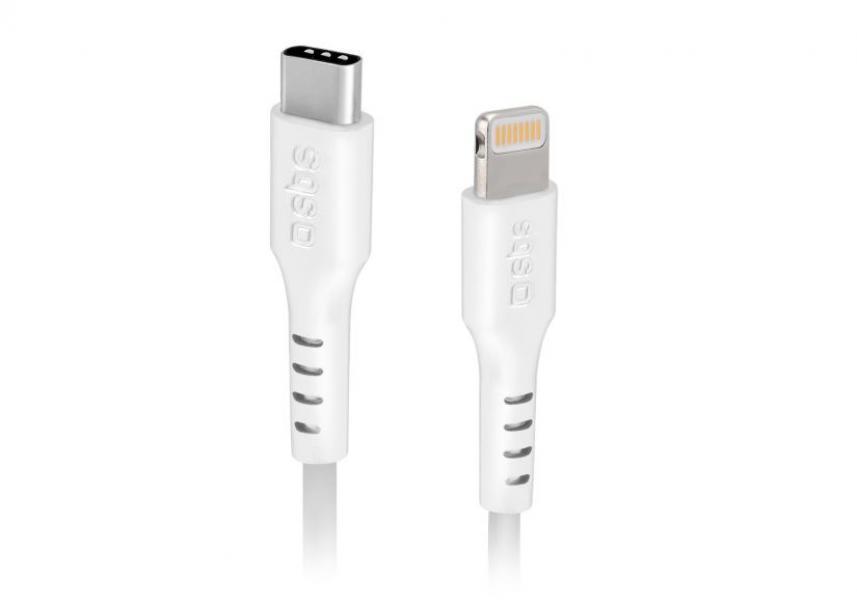 SBS TECABLELIGTC2W, 2 m, Lightning, USB C, Stecker, Stecker, Weiß - Bild 3