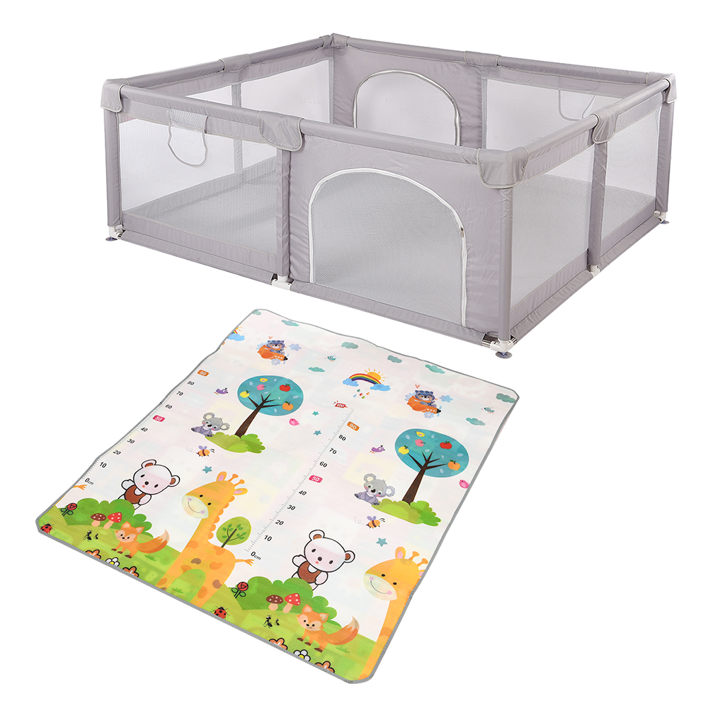Parc Enfant Avec Tapis Enfant Haloyo®,1.5 X 1.8 M,gris