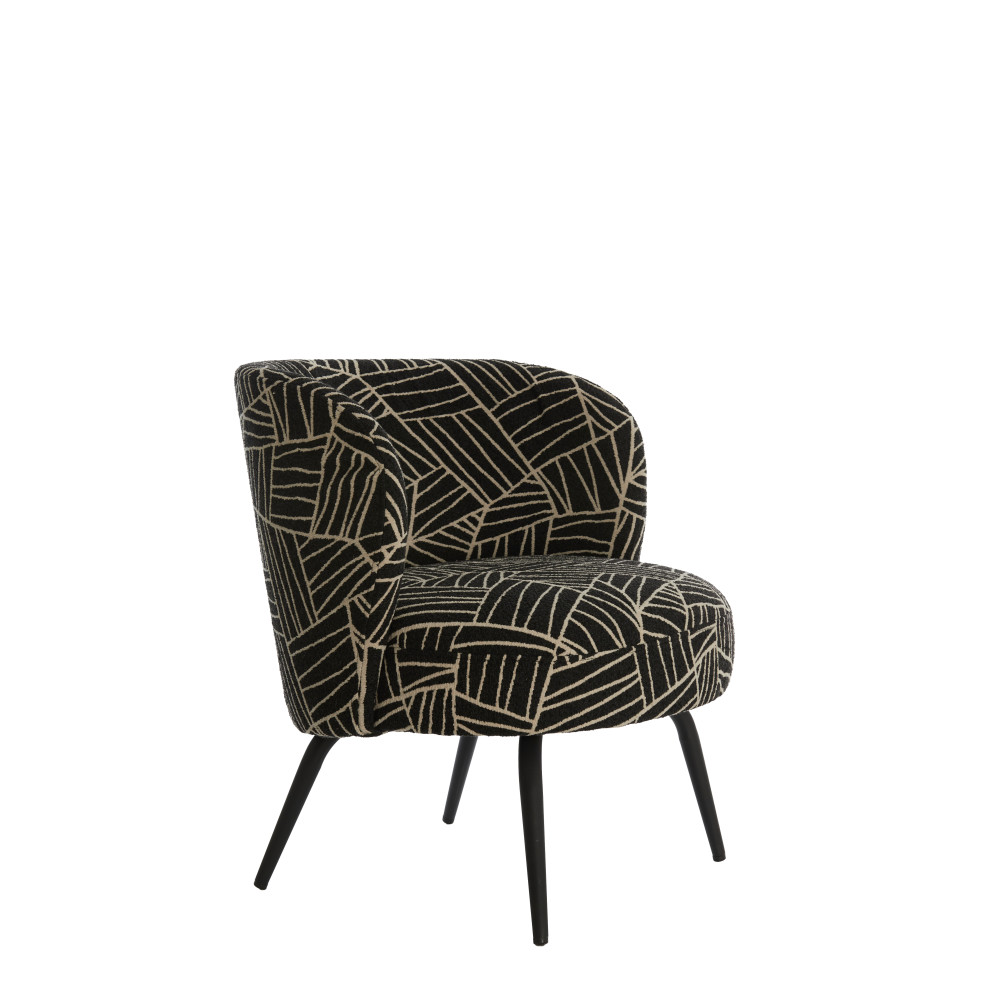 Stimmungsvoller Schwarzer Textil-stuhl Light & Living Dieyda