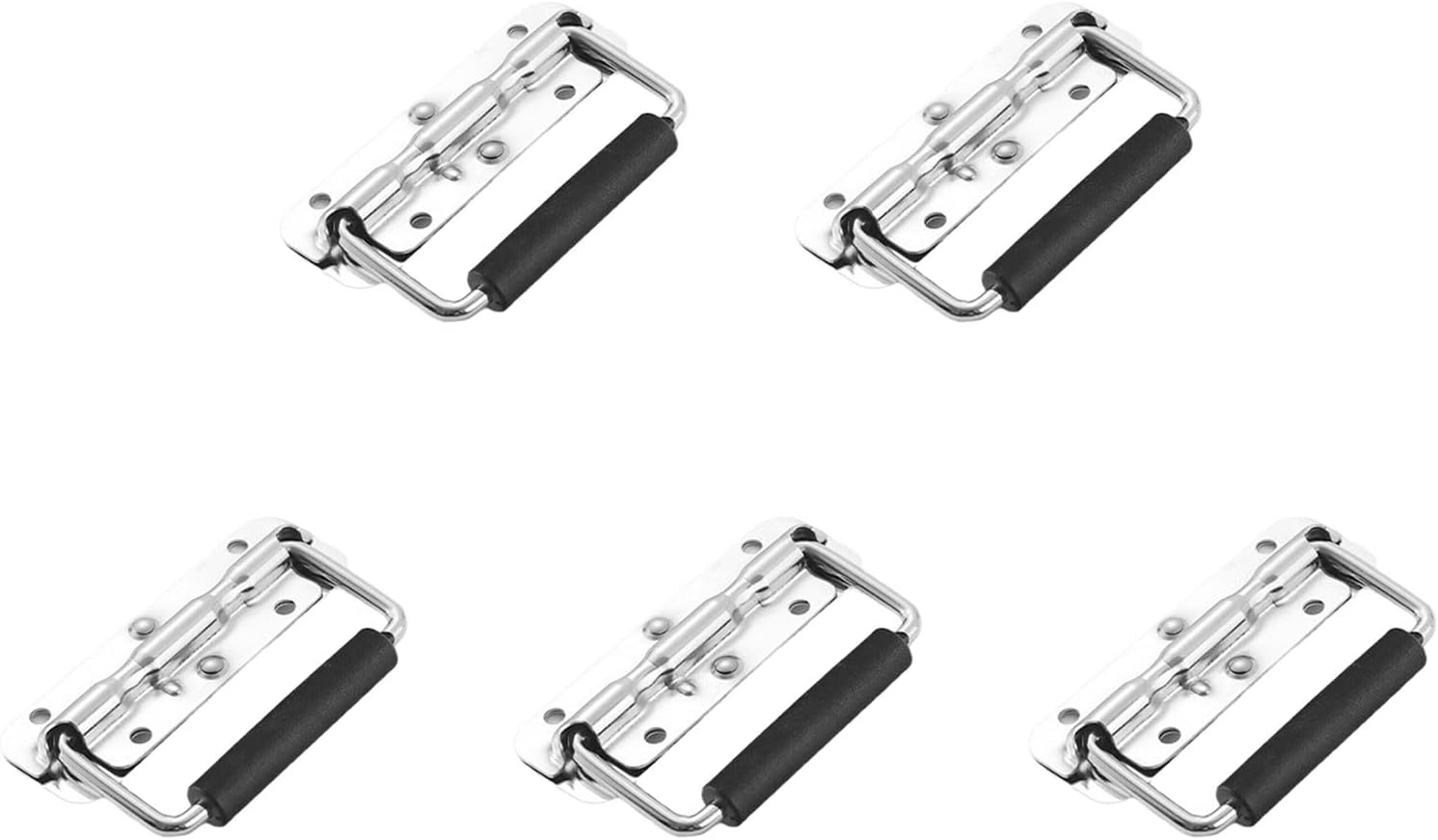 Poignée pliable à ressort pour boîte à outils, tôle d'acier, revêtement caoutchouc, lot de 5