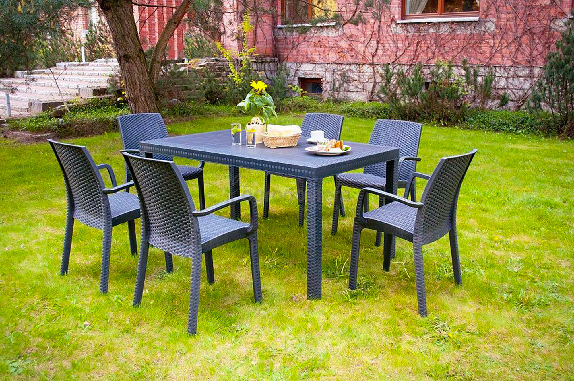 Table Houston En Polypropyle'ne Effet Rotin Cm 150x90x74 Mobilier