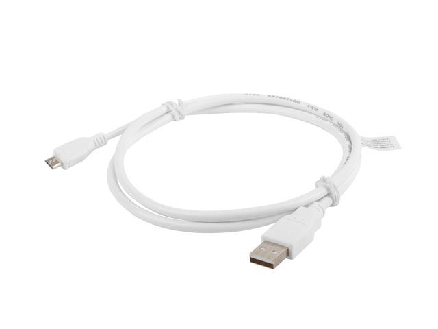 Lanberg Weiß Ca-Usbm-10Cc-0010-W - Micro Usb Auf Usb-A 2.0 Stecker/Stecker Kabel 1M