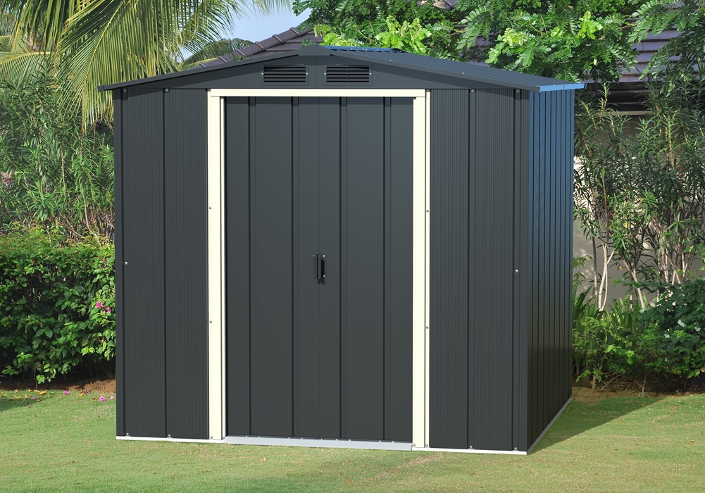 Metall-gerätehaus Eco 1,8x1,8m Gerätehaus Aus Metall In Anthrazitgrau, Geräteschrank Mit 0,31 Mm Wandstärke Gartenhaus - Duramax