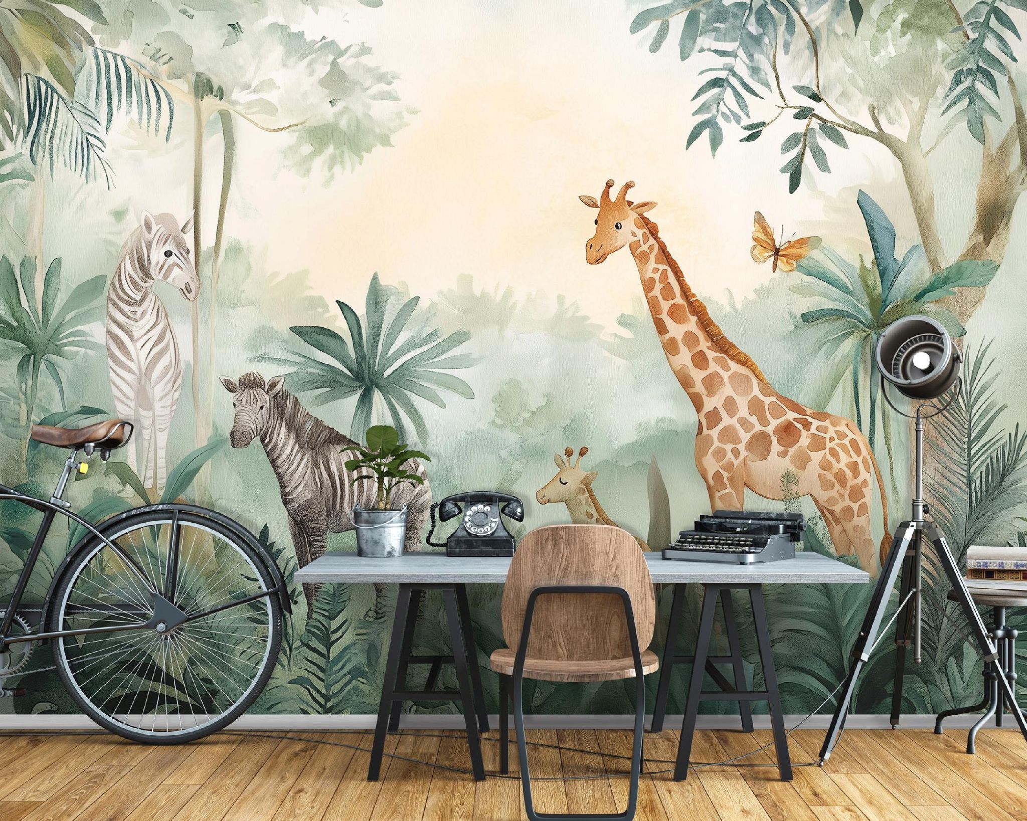 Wallarena Vlies Fototapete Kinderzimmer 200x140 Cm Dschungel Landschaft - Fototapeten Tapeten Für Kinder Mädchen & Jungen - Kindertapete - Kinderzimmertapete