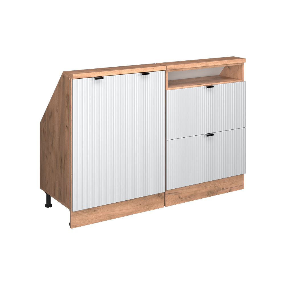 Dachschrägenschrank-set Rion, Weiß Riffel, 120 Cm 2er Set, Vicco