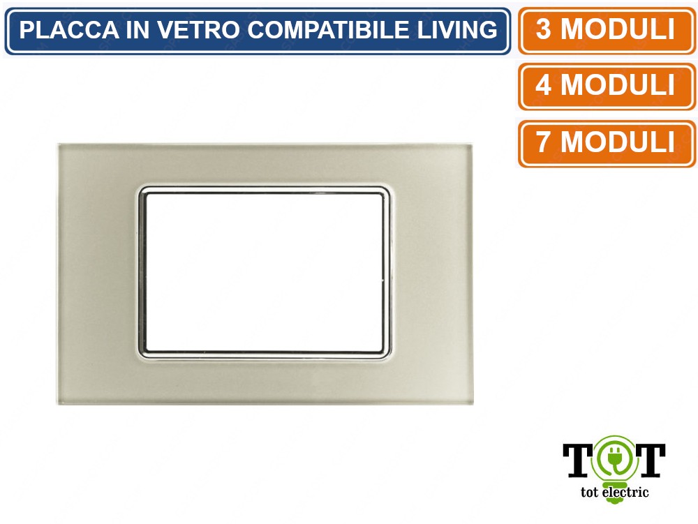 Placca In Vetro Champagne Compatibile Con Serie Bticino Living 3 4 ...