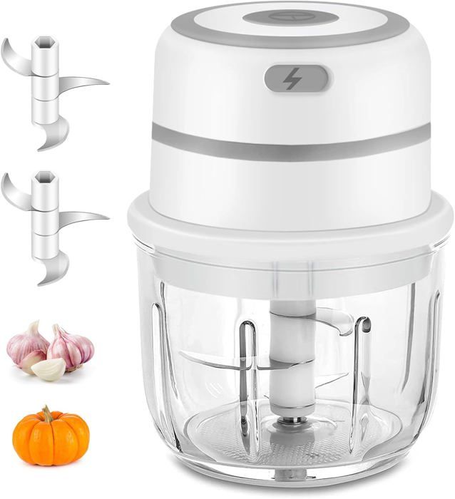 Tritatutto Elettrico Da Cucina, Mini Tritatutto Multifunzione, Affetta Aglio, Affetta Cipolla Elettrica, Con Contenitore In Vetro, Disponibile In Diversi Colori.