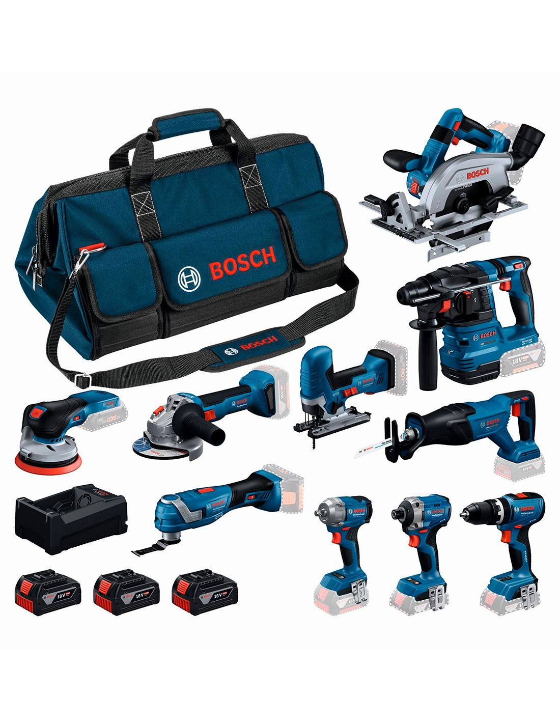 Bosch Kit Professional 10 Werkzeuge 18v 0615a500eh