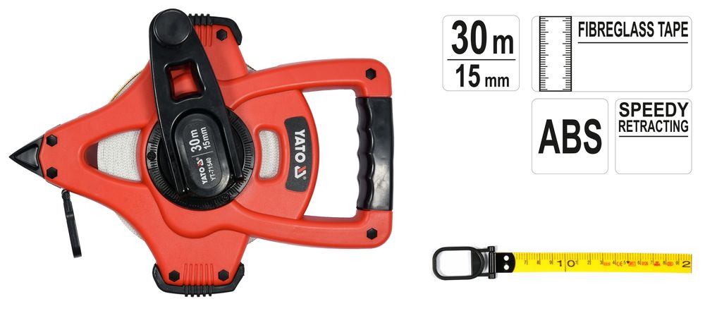 Yato Bandmaß Yt-71540 Aus Glasfaser, 30 M Lang Und 15 Mm Breit