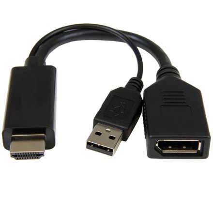 Gembird Schwarz Cablexpert Videoadapter 19-Poliger Hdmi Typ A 4-Poliger Usb Typ A (Nur Stromversorgung) Stecker 20-Poliger Displayport Buchse 0,1 M