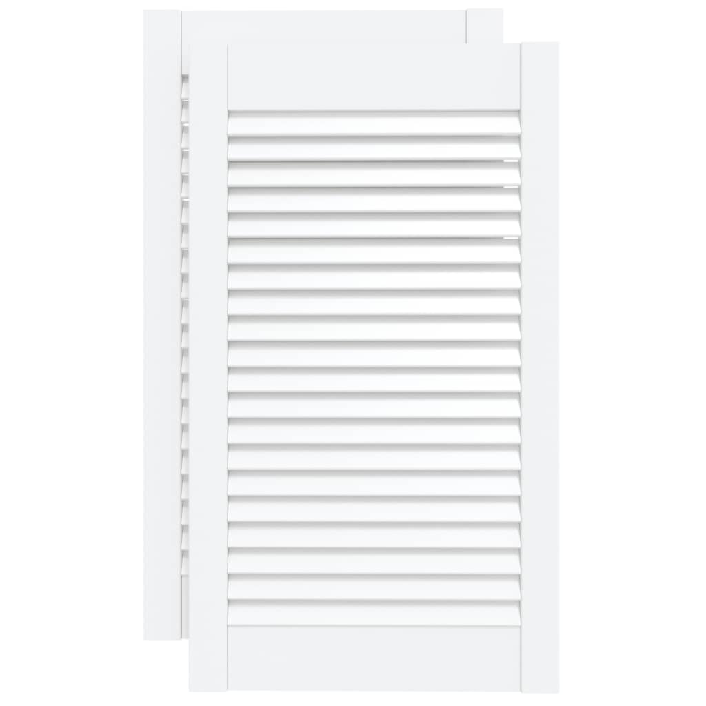 Cabinet Doors Louvred Design 2 Pcs White 69x39.4 Cm Solid Wood Pine Vidaxl