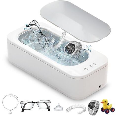 Nettoyeur à ultrasons 47 000 Hz, cuve inox 304, 350 ml, pour lunettes, bijoux et prothèses dentaires
