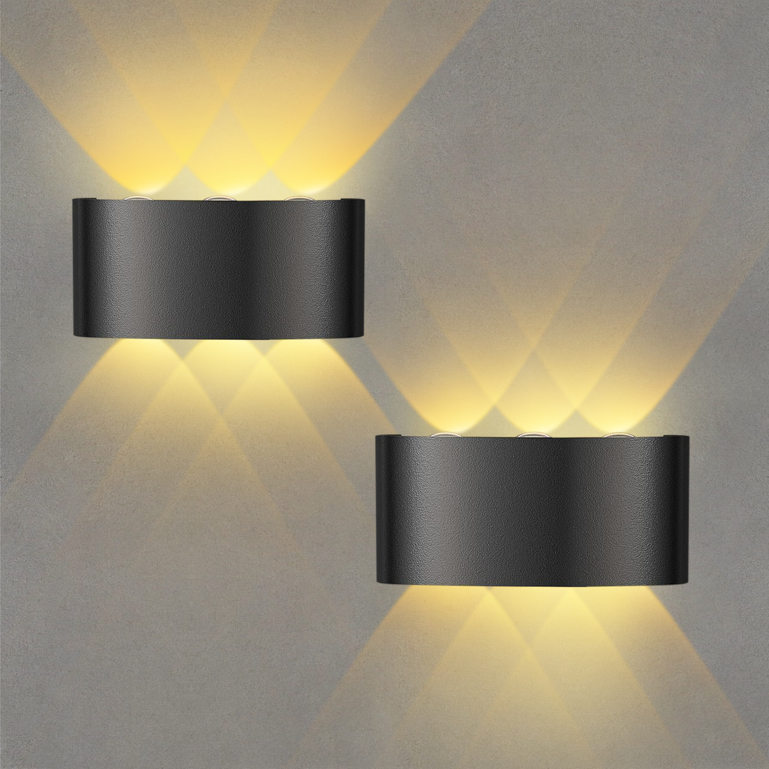 Applique Murale Extérieur/intérieur 2 Pack, Ultrixe, 6w Ip65 Éclairage Mural Led Étanche Luminaire, Blanc Chaud Déco Chambre Salon Hôtel Couloir Escalier, Aluminium, 17 Cm Longueur, Noir