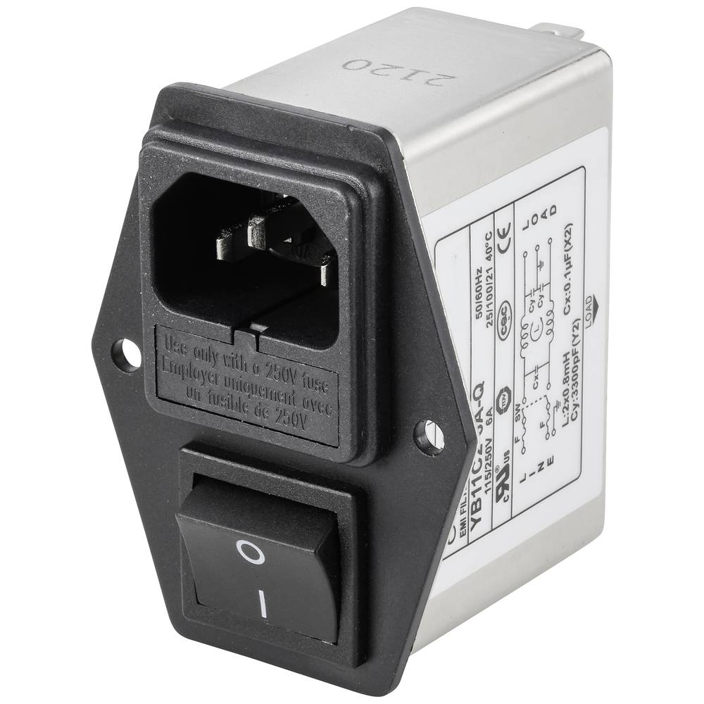Tc-10101460 Filtro Di Rete Con Connettore, Con Interruttore , Con 2 Fusibili 250 V/ac 6 A 0.8 Mh 1 Pz. - Tru Components