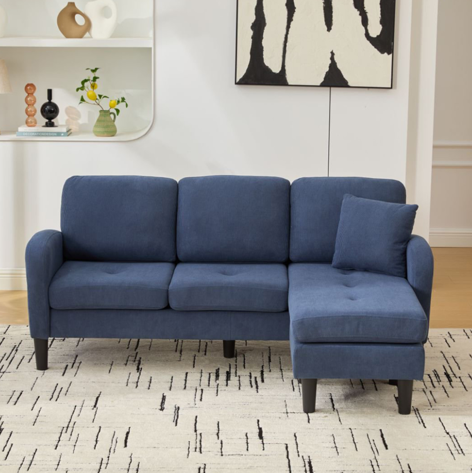 Okwish Ecksofa 3-sitzer Mit Liegefläche, Kunststofffüßen, In Seil, 166x118x77 Cm
