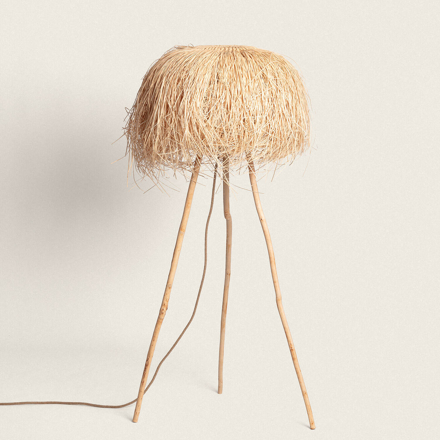 Ledkia – Lampadaire Trépied En Rotin Naturel – Abat-jour En Tiges De