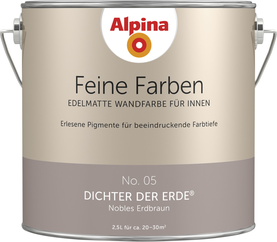 Alpina Feine Farben Wandfarbe No. 05 Dichter der Erde - nobles erdbraun 2,5 L - Image 3