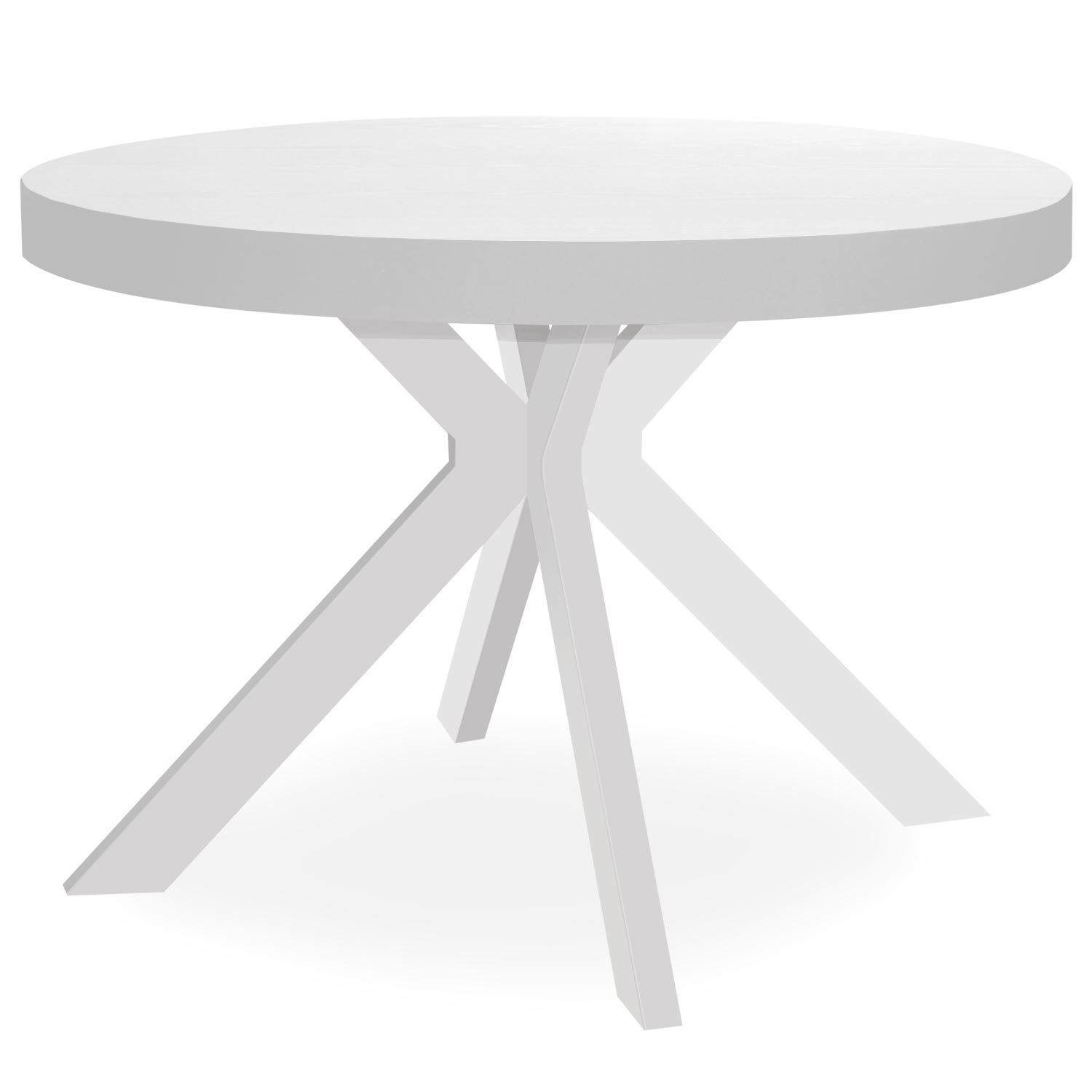 Cotecosy – Table Ronde Extensible 4 À 10 Couverts – Pied Central Blanc