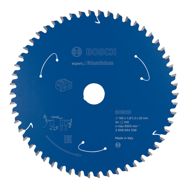 Photo de Lame De Scie Circulaire Expert Pour L'Aluminium Pour Scies À Batterie 160 X 1,8/1,3 X 20 54 Dents Bosch