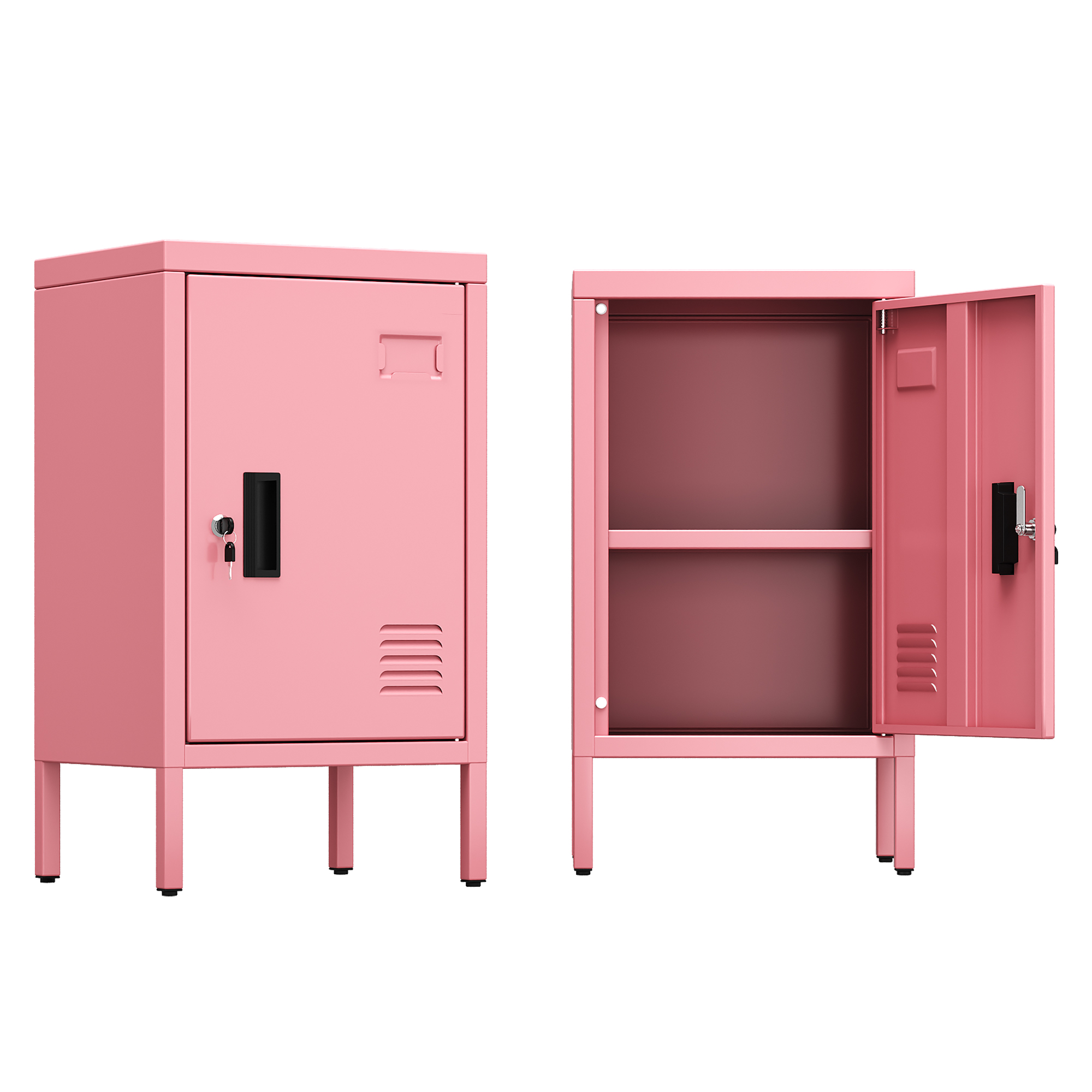 Aobabo Aktenschrank Büroschrank Abschließbar, Pulverbeschichtung, 35×30×60 Cm, Rosa