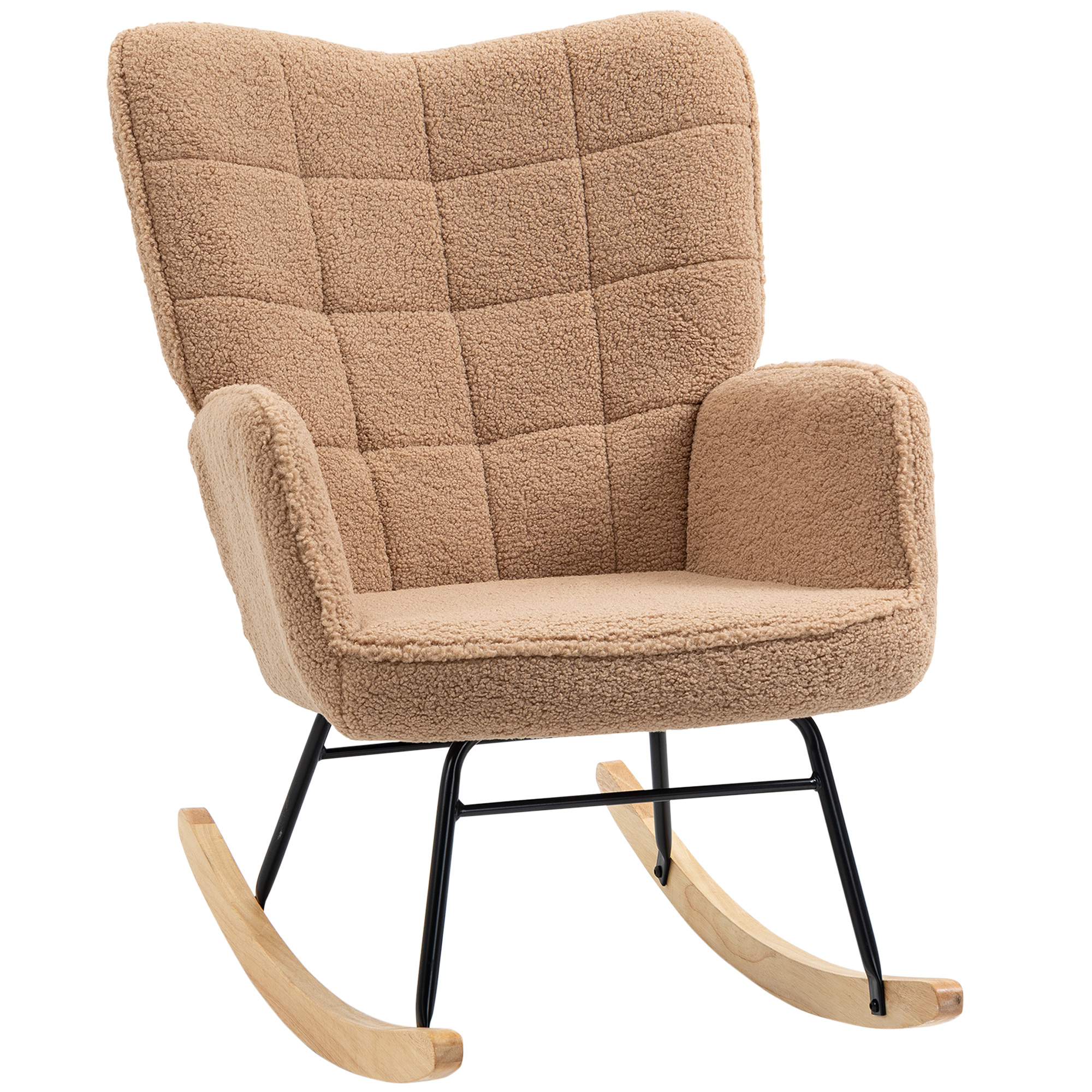 Fauteuil À Bascule Capitonné En Bois Et Acier