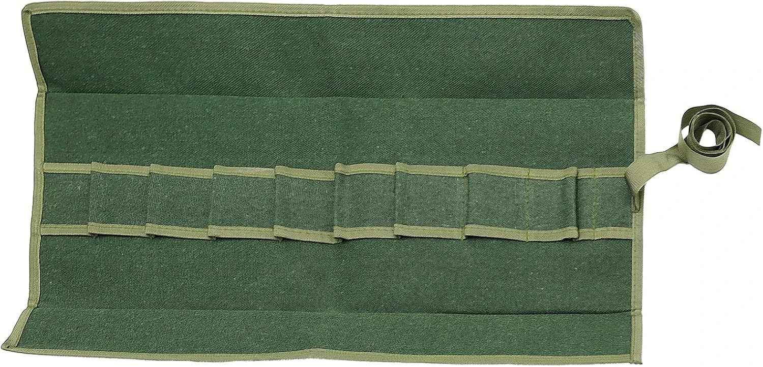 Sac à outils enroulable en toile imperméable, rangement multifonctionnel pour jardinier, mécanicien ou électricien, vert