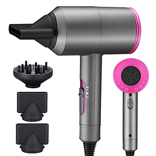 Asciugacapelli Ionico, Asciugacapelli Professionale Da 2000 W, Asciugacapelli Ad Asciugatura Rapida, Asciugacapelli Da Viaggio, 2 Velocità E 3 Impostazioni Di Calore, 1 Diffusore E 2 Concentratori (gr