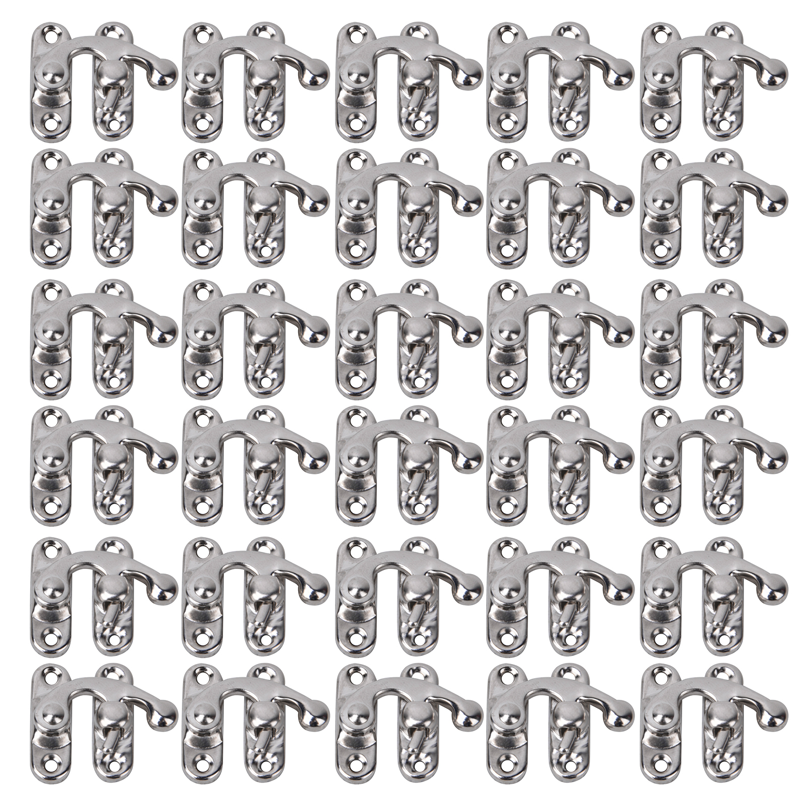 Loqueteau latéral droit en fer pour boîte à bijoux et coffret cadeau, 3,2 x 2,8 cm, argenté, lot de 30