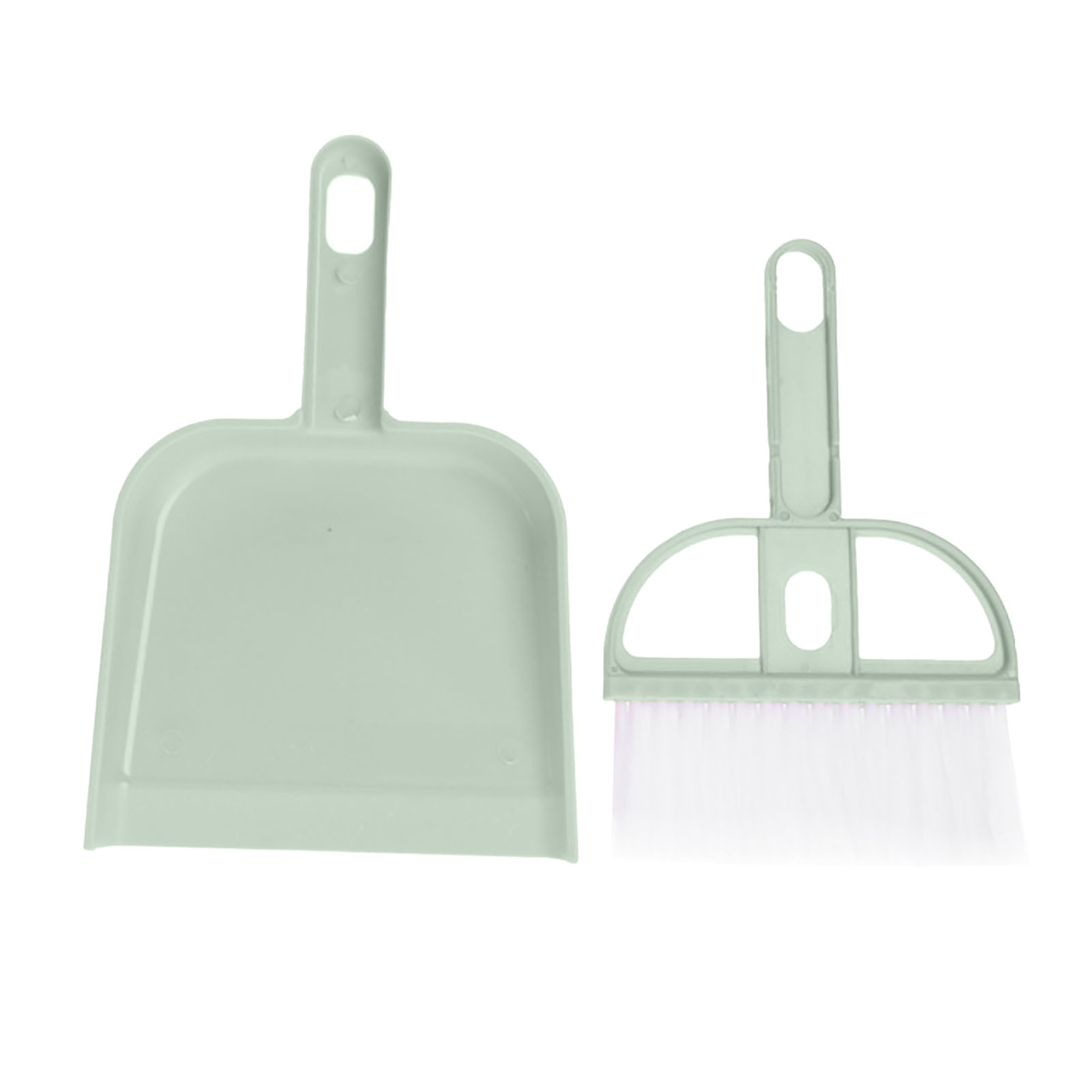 Mini balai et pelle à poussière en plastique vert, nettoyage bureau et clavier, 2 pièces
