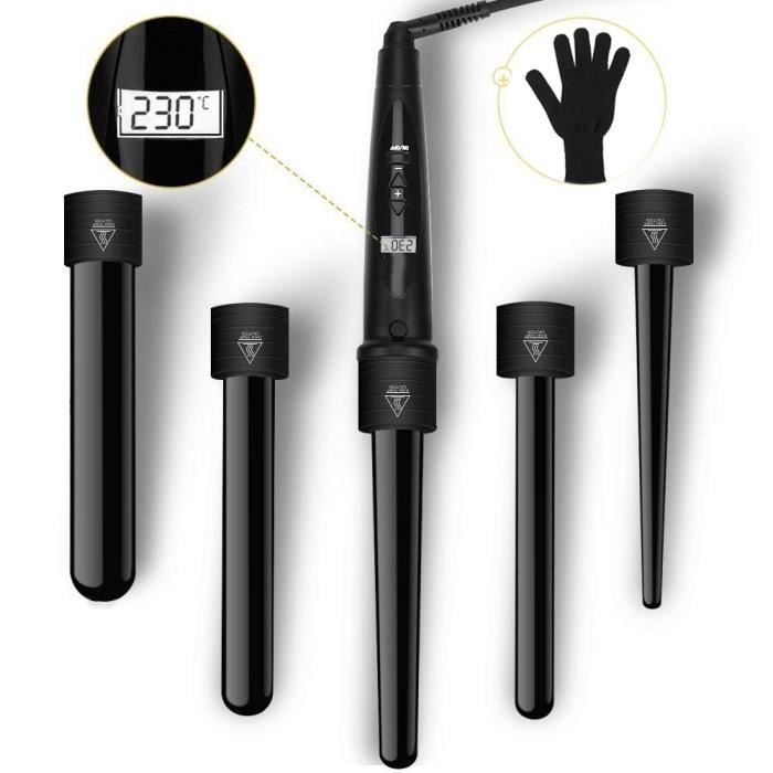 Ferro Arricciacapelli 5 In 1 Con Schermo Lcd, Ferro Arricciacapelli In Ceramica 80-230°c Con Guanto