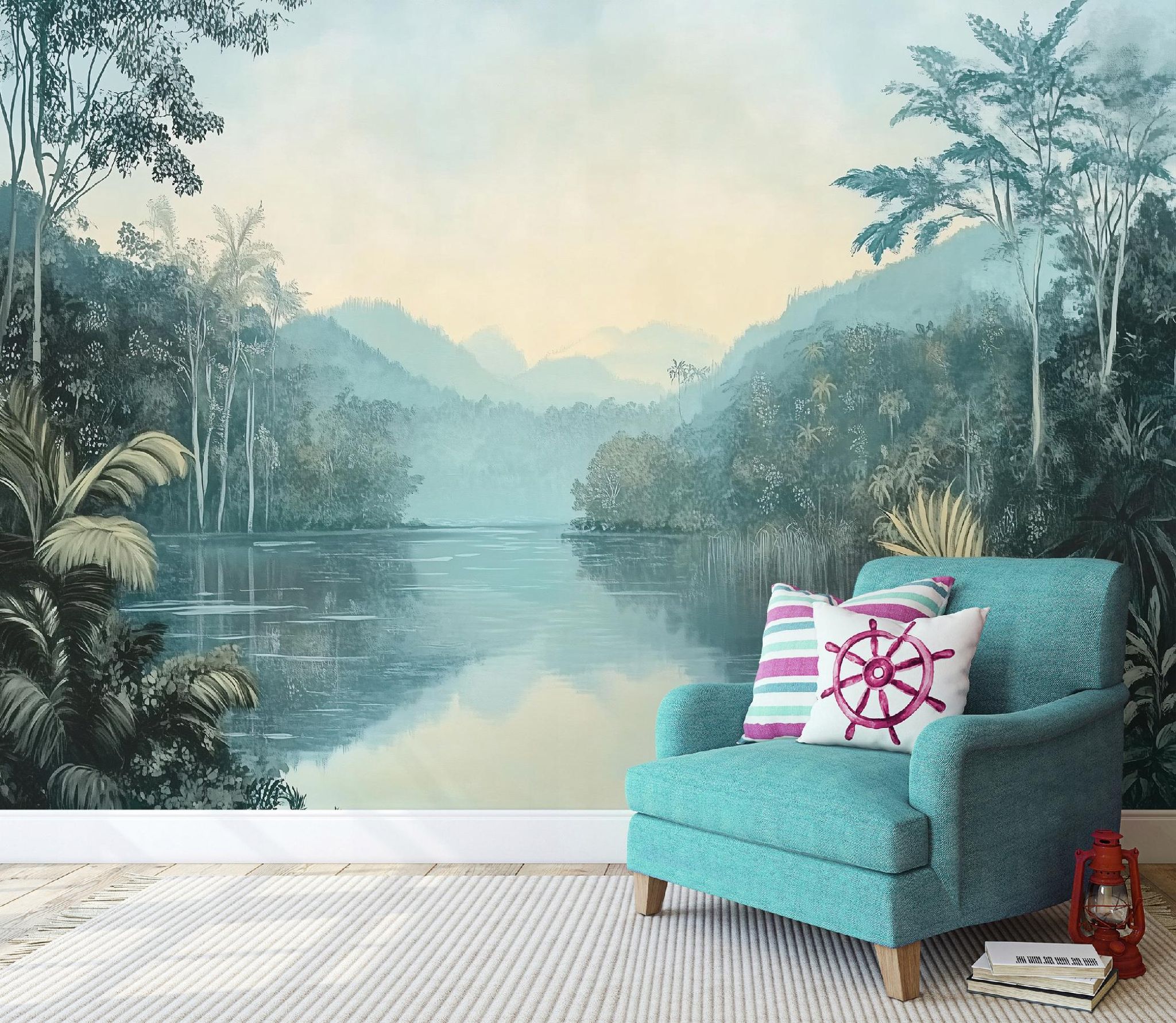 Wallarena Vlies Fototapete Landchaft 150x105 Cm, Tapeten, Für Wohn Und Schlafzimmer, Vliestapete Wandtapete Tapete 3d Effekt- Inkl. Kleister - Dschungel See