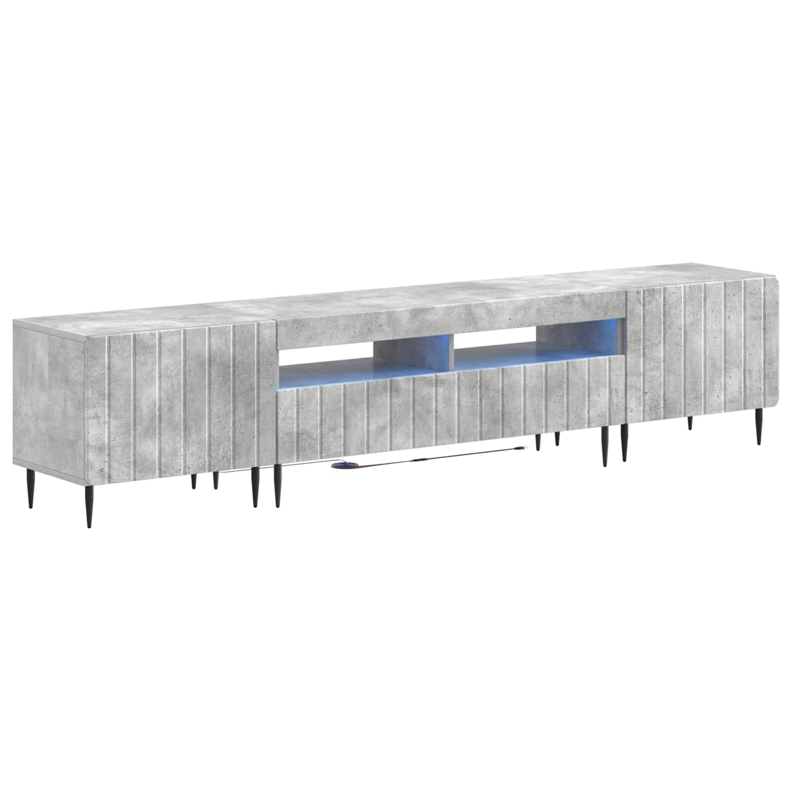 Vidaxl Grau 3-Teiliges Led Tv Regal Zwolle Beton Holzwerkstoff