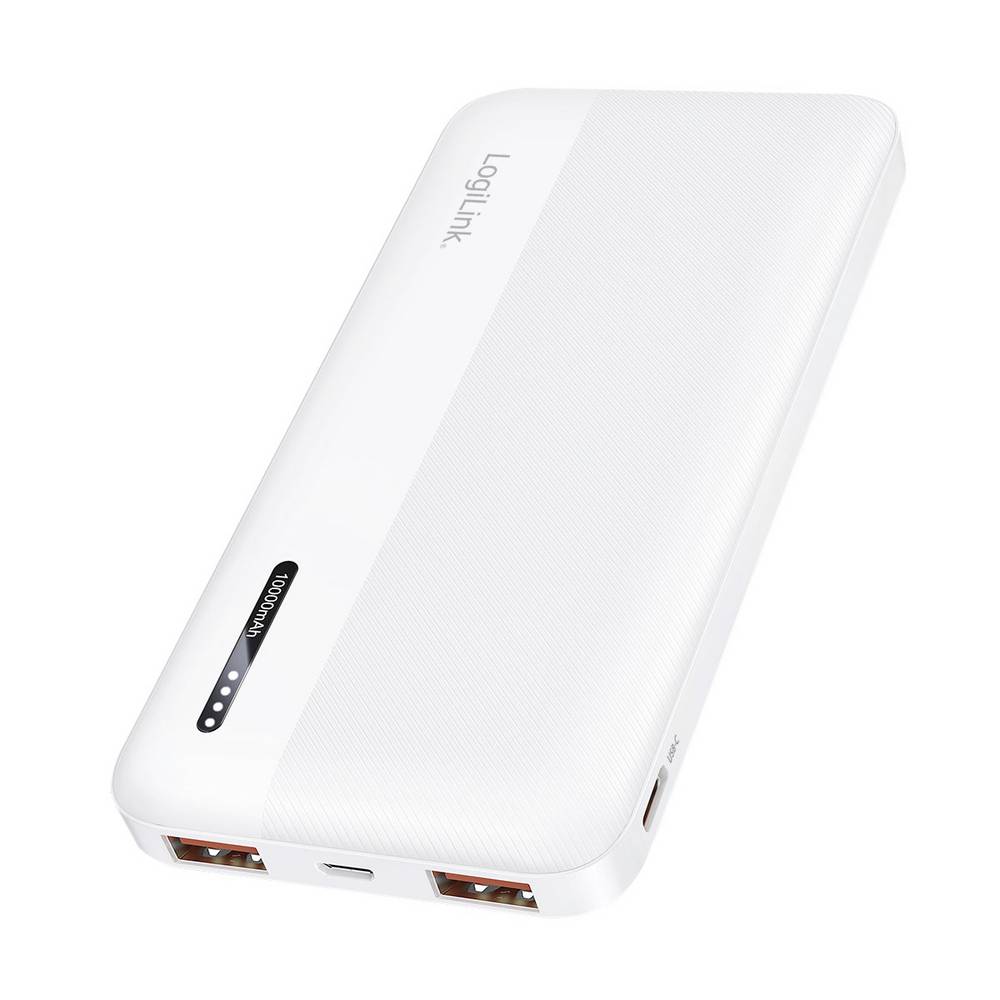 Logilink Pa0372w Power Bank 10000 Mah Ricarica Rapida Li-ion Bianco Indicazione Di Stato