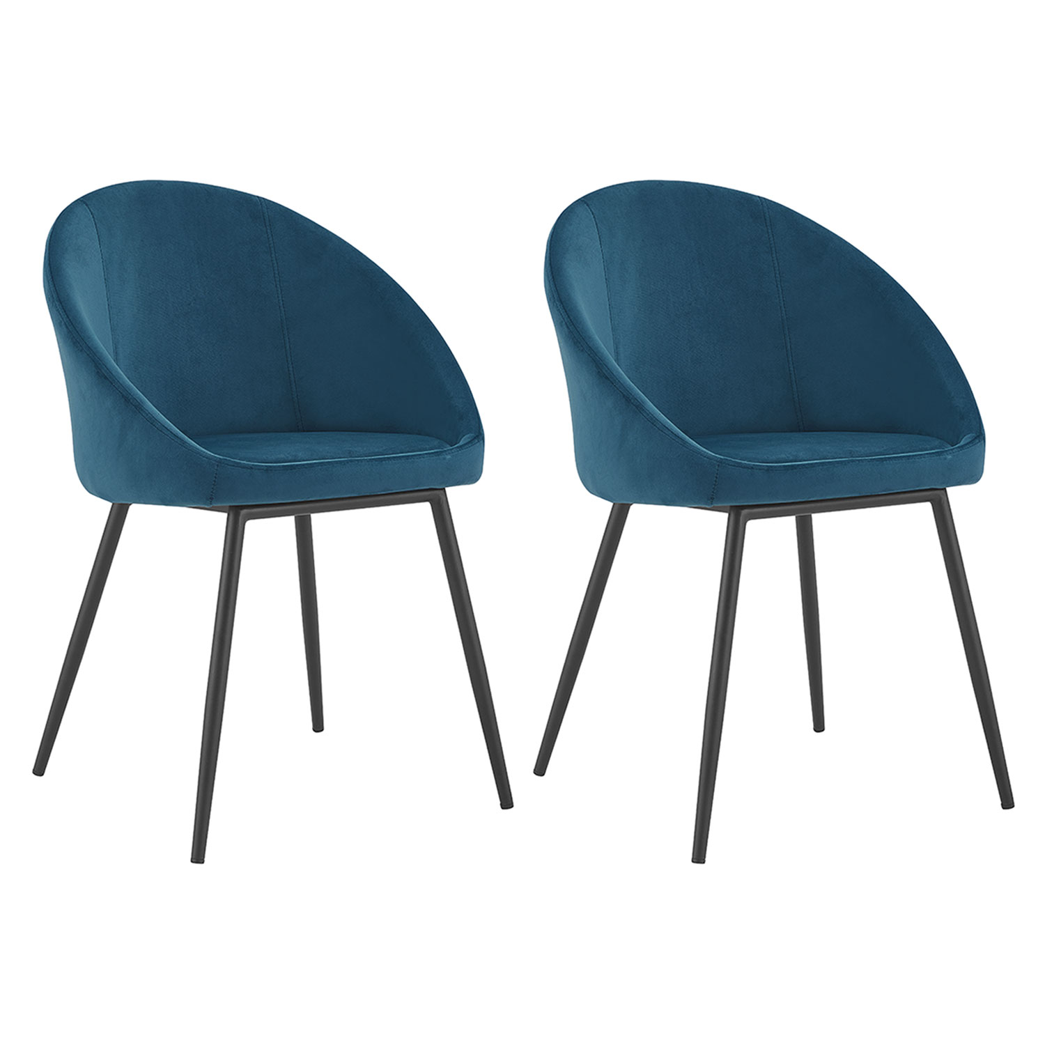 Happy Garden - Lot De 2 Chaises Vintage Diane Velours Bleu