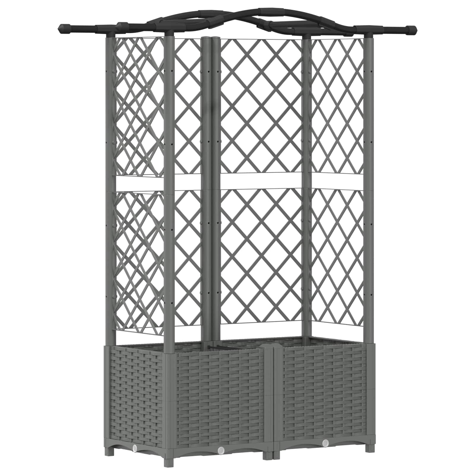 vidaXL Cama Elevada con Trellis y Techo Gris Claro 122 x 40 x 138 cm