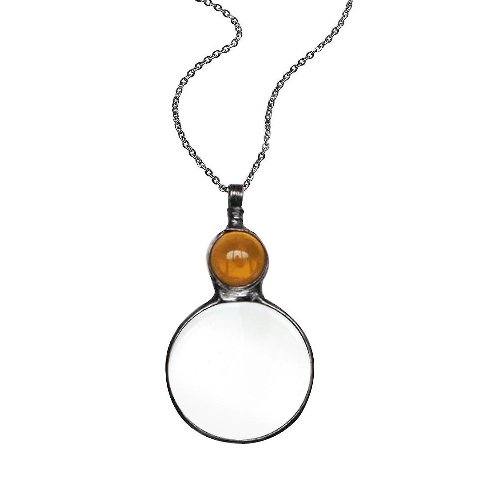 Collier loupe grossissement 10x en alliage, pendentif 4,8 x 8,6 cm, 1 pièce