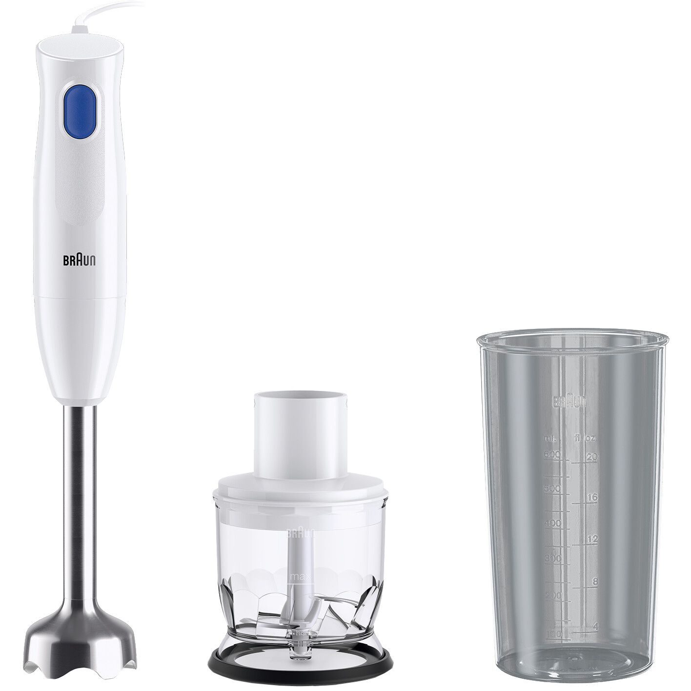 Braun MultiQuick 1 - Leichter Stabmixer mit Zerkleinerer für Suppen, Smoothies & Babynahrung, 600ml Messbecher, 450W, Weiß (MQ10.201MWH) - Bild 2