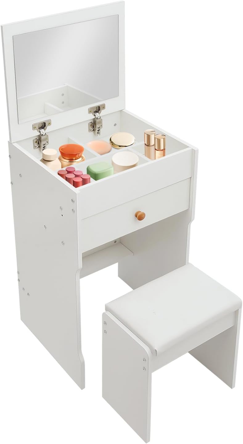 Coiffeuse Autoportante Avec Miroir Pliant