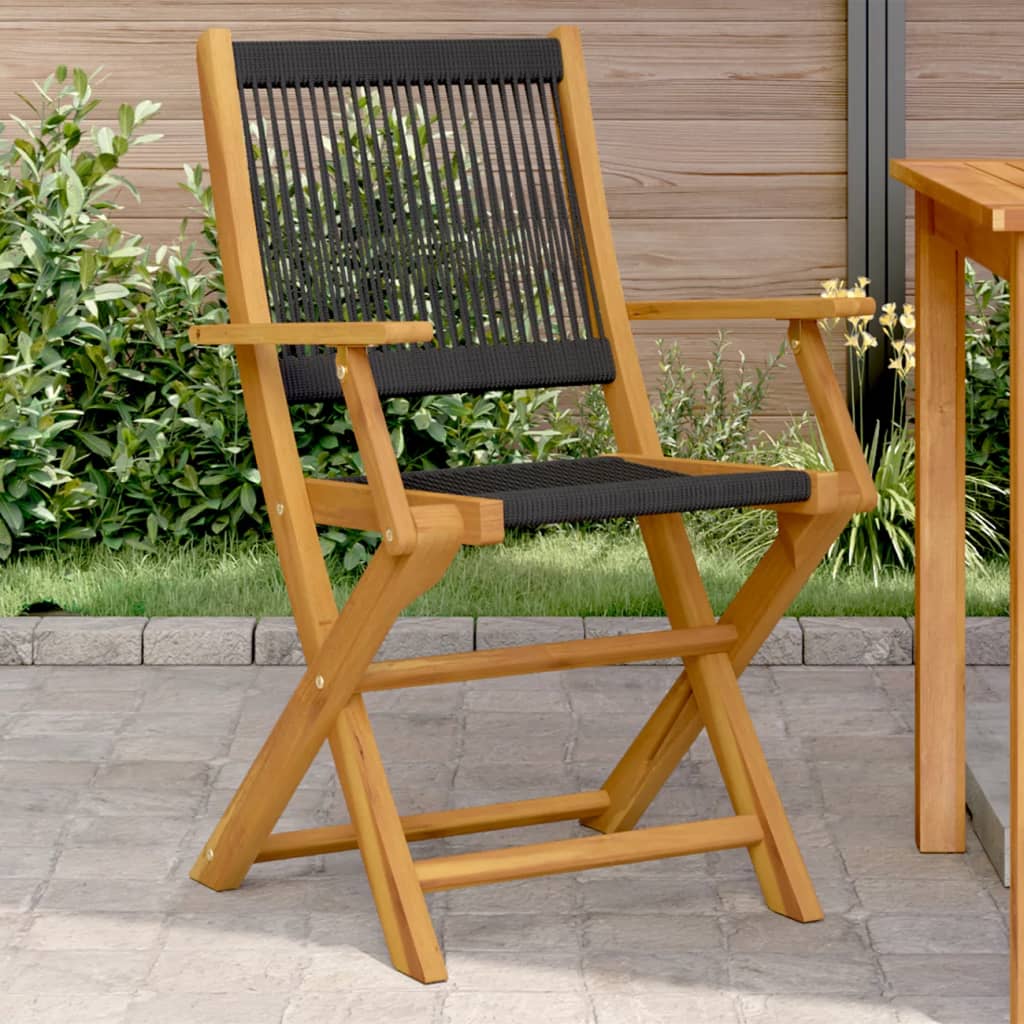 Vidaxl - Chaises De Jardin Lot De 2 Noir Bois D'Acacia Et Polypropylène