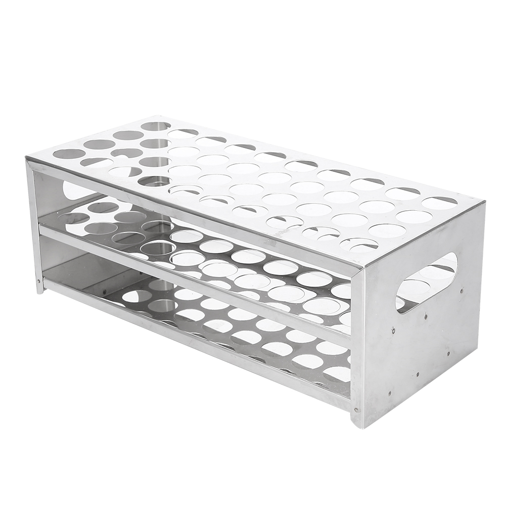 Porte-éprouvettes inox 304 double couche, 40 trous, 20 x 8 x 5 cm